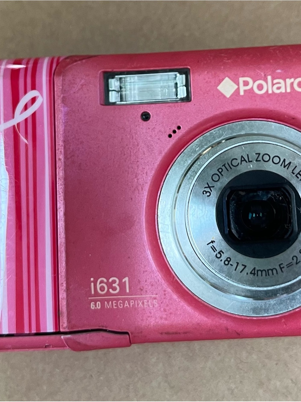 Polaroid Pink Compact Digital Camera with Striped Accent